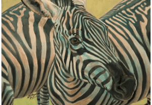 The Zebra painting is sold, but appropriate since those with rare diseases refer to themselves as Zebras after this common saying in the medical community. "When you hear hoofbeats think horses...not zebras."