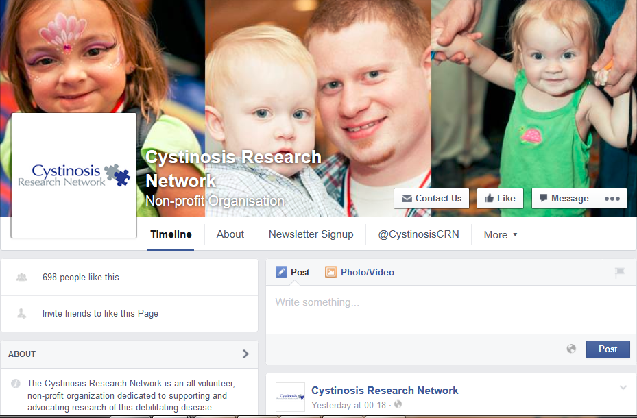 The Cystinosis Research Network's Facebook page