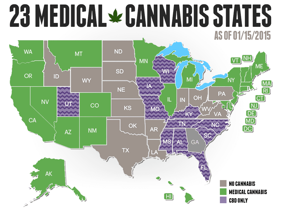 List of 23 states that have approved medical marijuana use