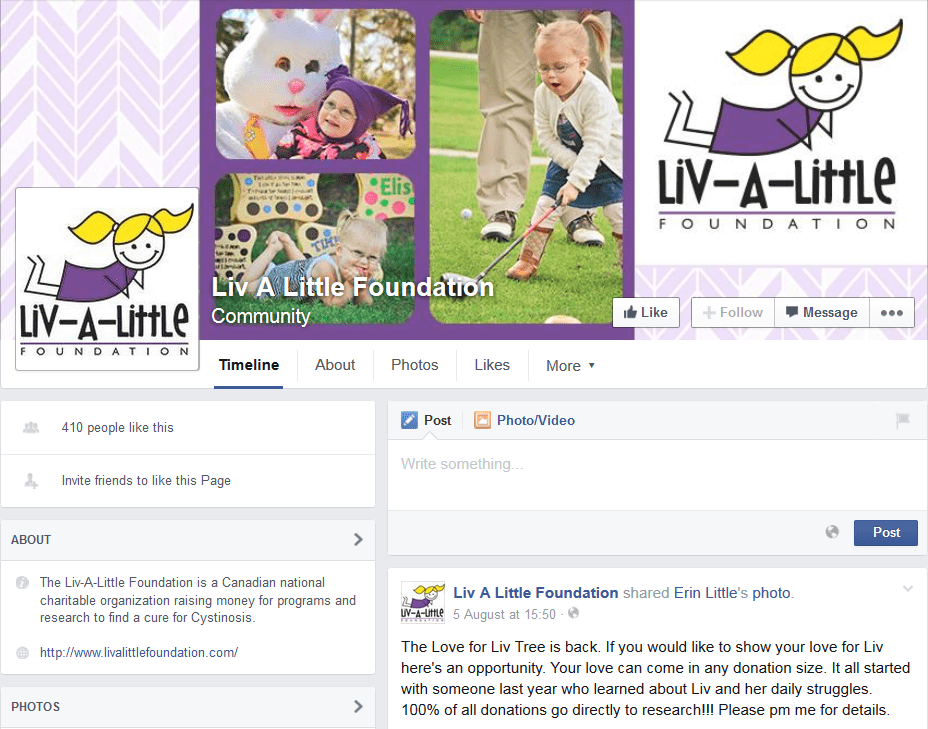 Liv-a-little foundation's facebook page 