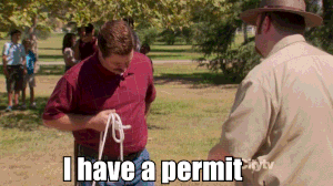 Ron Swanson talking his way out of something illegal