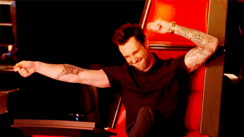 Adam Levine is clearly excited for PI week... Source: www.giphy.com