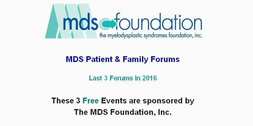 Don’t Miss the Last 3 MDS Forums of 2016!!