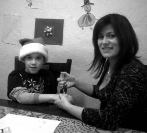 Nathan, who has hemophilia, and his mom