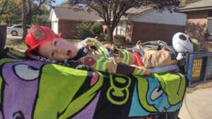 Kayden, who has SMA type 1, dressed up for Halloween